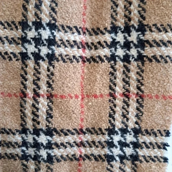 Vintage Y2K Burberry Tan Merino Wool & Angora Nova Check Neutral Unisex Scarf - Picture 2 of 3